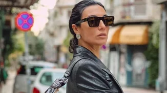 Η Ευγενία Σαμαρά stylish σε έξοδο με τον Μιχαήλ Ταμπακάκη - Το μπεζ κοστούμι της