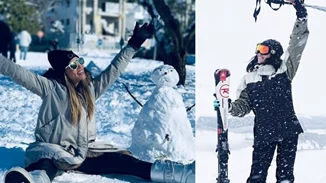 Oι Έλληνες celebrities ποζάρουν με φόντο το λευκό, χιονισμένο τοπίο