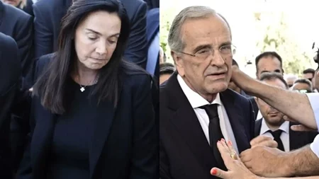 Συντετριμμένοι ο Αντώνης και η Γεωργία Σαμαρά στην κηδεία της κόρης τους