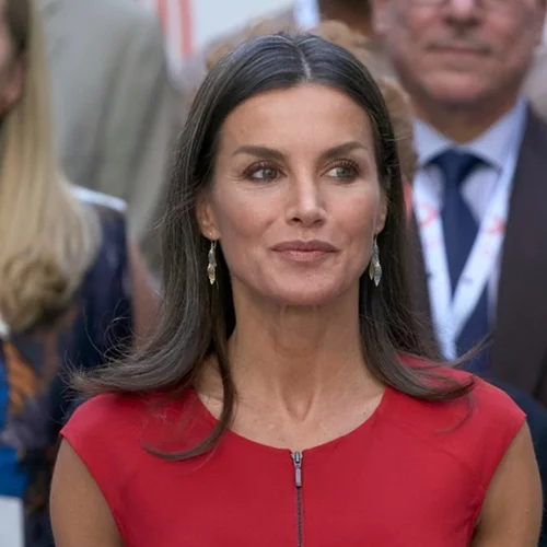 Η βασίλισσα Letizia με ένα κολακευτικό φόρεμα στο αγαπημένο της χρώμα