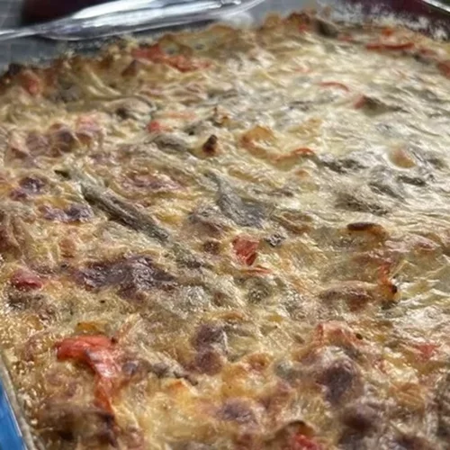 Η πιο εύκολη μελιτζανόπιτα με πιπεριές - χωρίς φύλλο