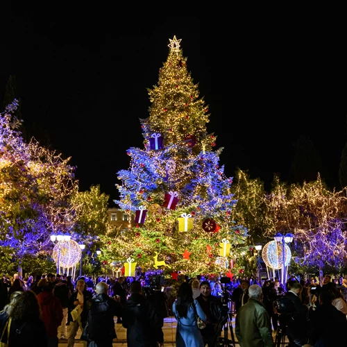 Η Αθήνα "πλημμύρισε" με φως και λάμψη στο κέντρο και στις γειτονιές | Φαντασμαγορική η φωταγώγηση του Χριστουγεννιάτικου Δέντρου στην Πλατεία Συντάγματος