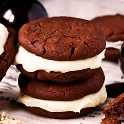 Σοκολατένια μαλακά μπισκότα (χωρίς αυγό) με γκανάς λευκής σοκολάτας
