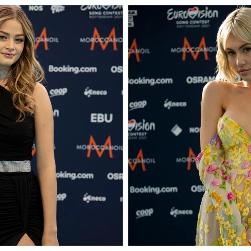 Στεφανία Λυμπερακάκη + Έλενα Τσαγκρινού: Ποιους Έλληνες σχεδιαστές επέλεξαν για το turquoise χαλί της Eurovision