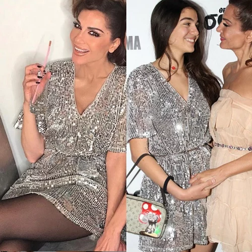 Από εμάς είναι ναι! Η Μελίνα Νικολαΐδη δανείστηκε το φόρεμα της Δέσποινας Βανδή για να πάει στο θέατρο