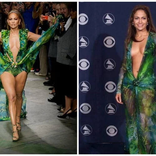 H J.Lο έκλεισε το show Versace ξαναφορώντας το iconic jungle φόρεμα!