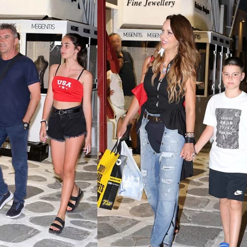 Ιωάννα Λίλη-Θοδωρής Ζαγοράκης | Διακοπές στη Μύκονο με τα παιδιά τους - Η πανύψηλη κόρη τους, Μαρία και ο (ίδιος με τον μπαμπά του) Ιωάννης