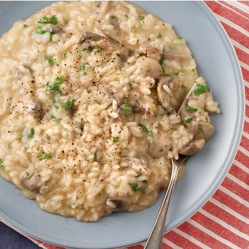 Ριζότο με μανιτάρια και ταχίνι