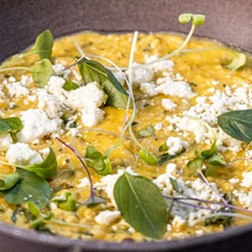 Τραχανάς με πούλπα από κίτρινα ντοματίνια και κίτρινες πιπεριές του Δημήτρη Δημητριάδη