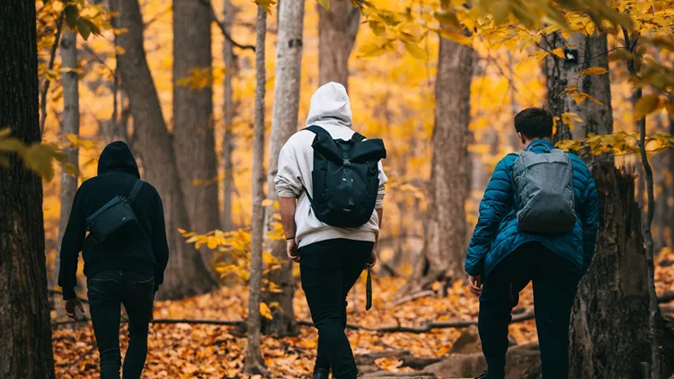 People walkiing during the fall weather