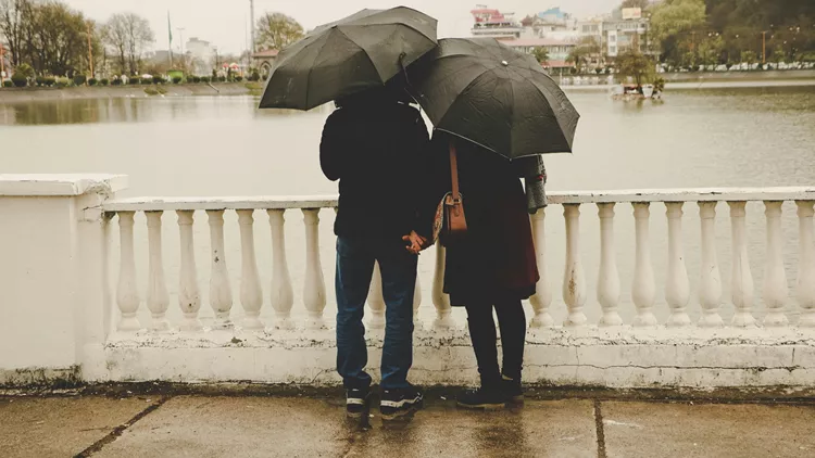 Couple in the rain