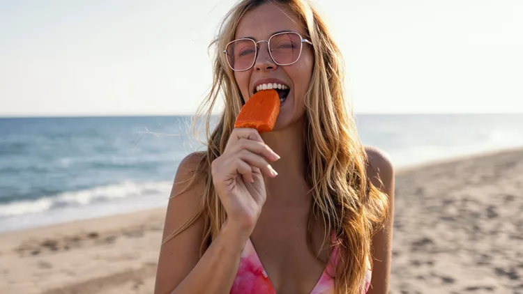 eating ice cream