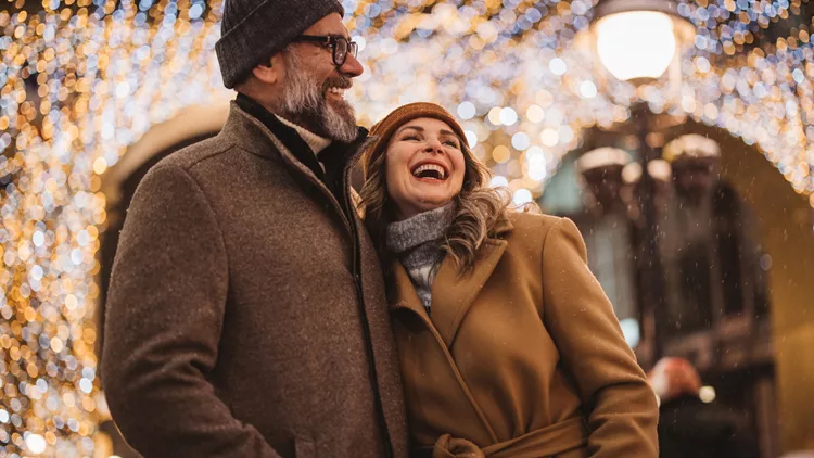 People laughing during christmas
