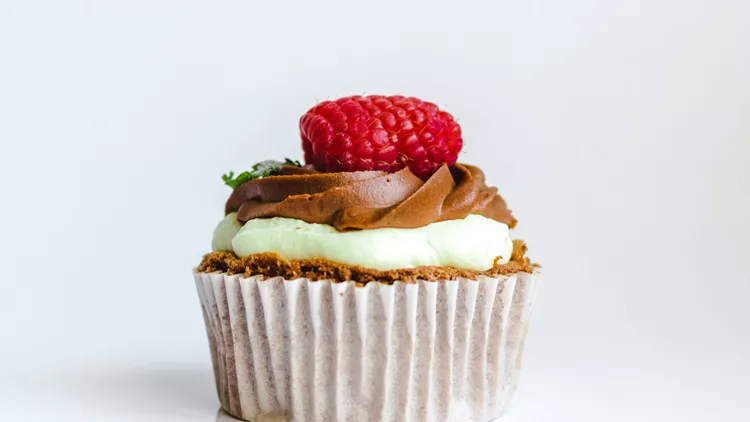 Chocolate Cupcake With Red Strawberry Toppings