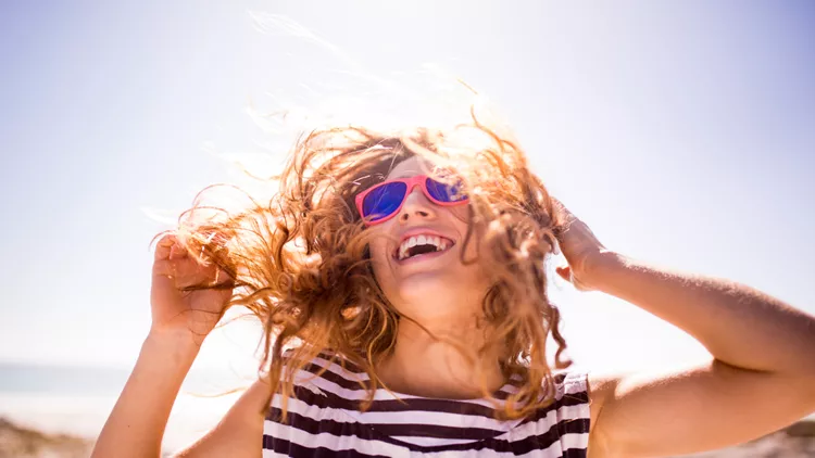 happy girl on the beach