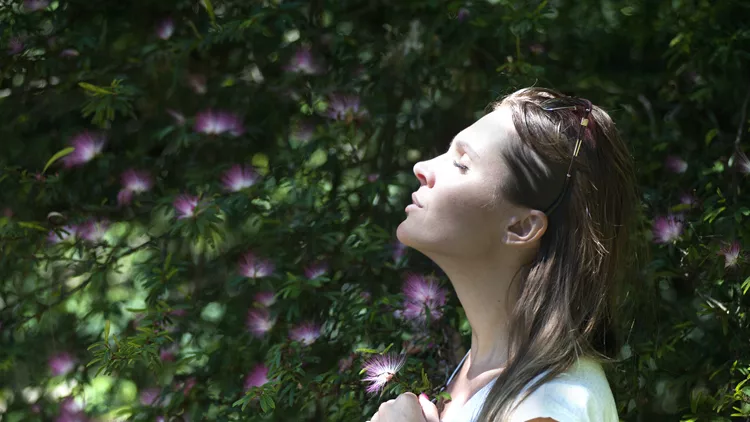 happy woman nose face