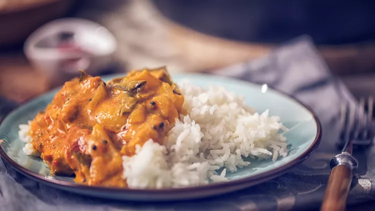 Delicous Homemade Chicken Curry Dish with Rice