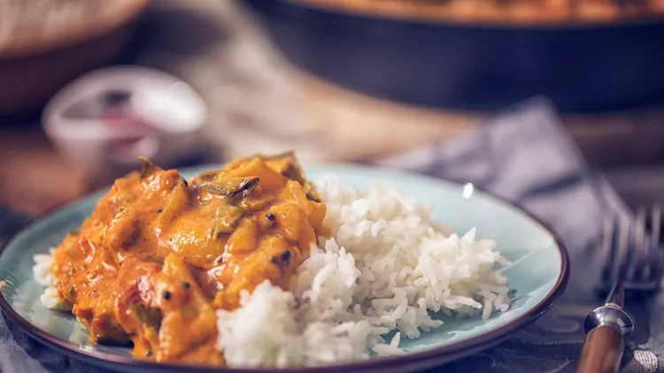 Delicous Homemade Chicken Curry Dish with Rice