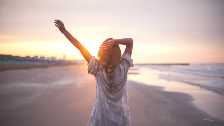 Dreamy girl  on beach