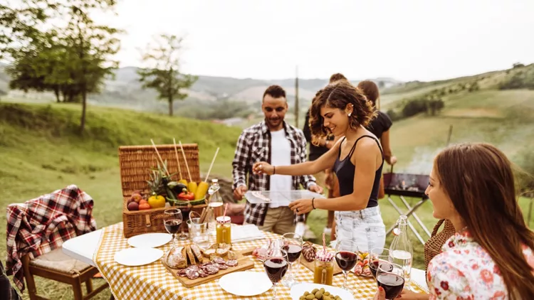 people happines doing a bbq in the rural countryside