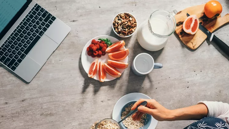 Morning time - woman prepare healthy breakfast