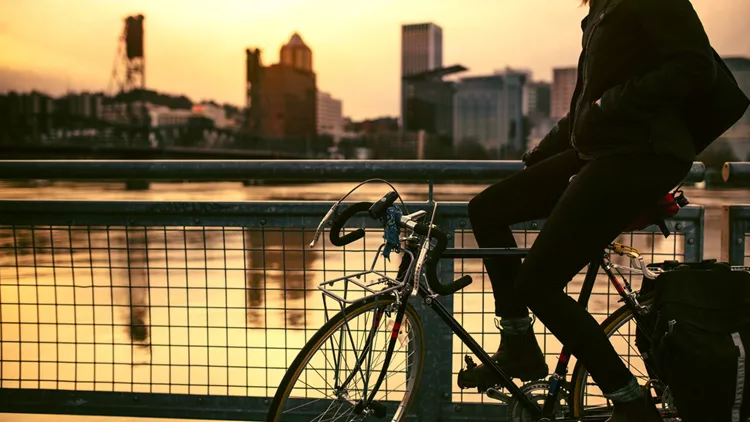 Bike Commuter in Portland Oregon