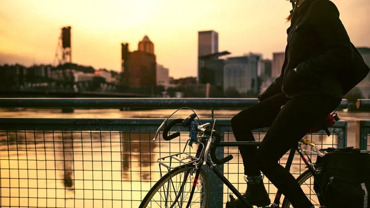 Bike Commuter in Portland Oregon