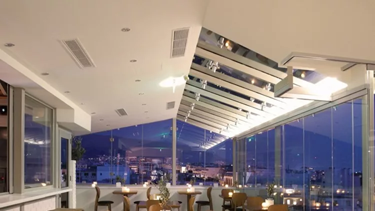 04. Titania Hotel _ Olive Garden Bar_ Acropolis view (night)