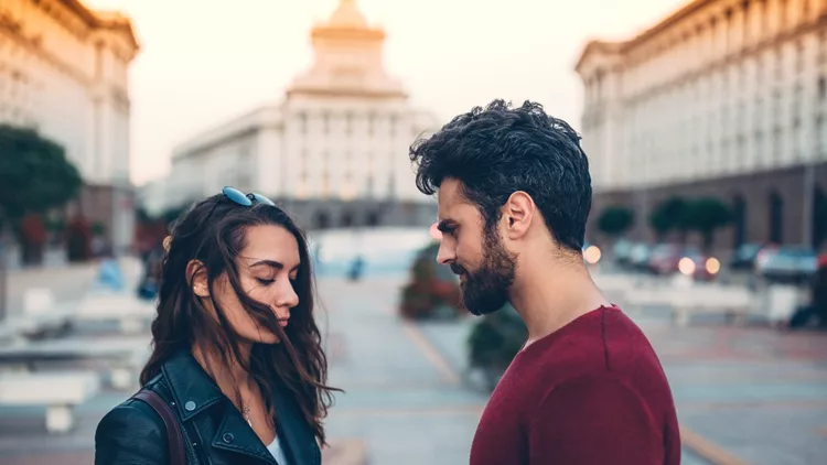 Young couple breaking up