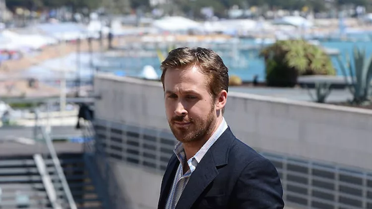 Ryan Gosling and Russell Crowe attend a press conference at the Cannes Film Festival