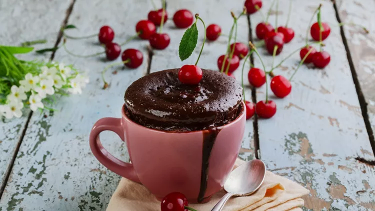 chocolate cake in a mug