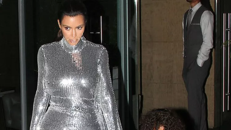 Kim Kardashian &amp; North West Step Out in Silver, NYC