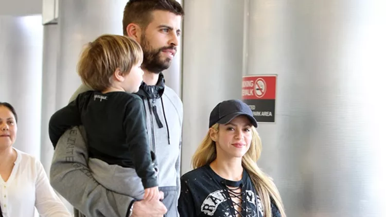 Shakira,  Gerar Pique along side their two sons are all smiles as they are seen upon arriving at Miami International airport