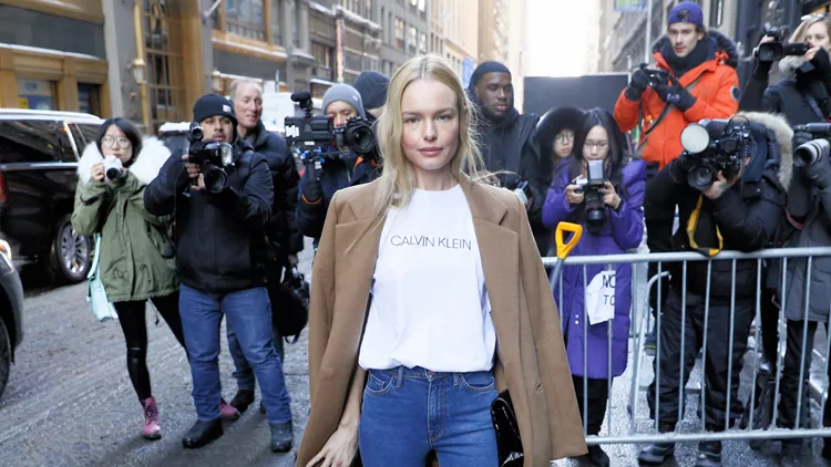 Actress Kate Bosworth, wearing jeans and Calvin Klein t-shirt, attends Calvin Klein Fall-Winter 2017-18 during New York Fashion Week in New York City