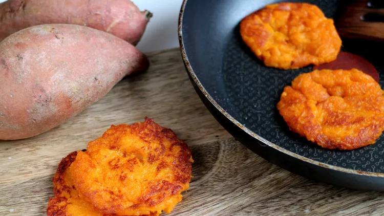 Home cook sweet potato pancake