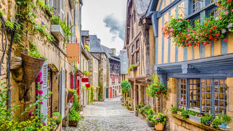 Beautiful alley in an old town in Europe
