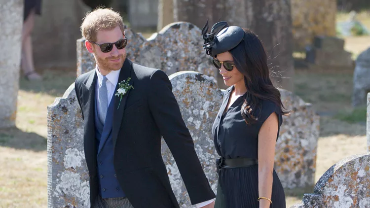 Prince Harry And Wife Meghan Duchess Of Sussex Attend Charlie Van Straubenzees Wedding In Frensham