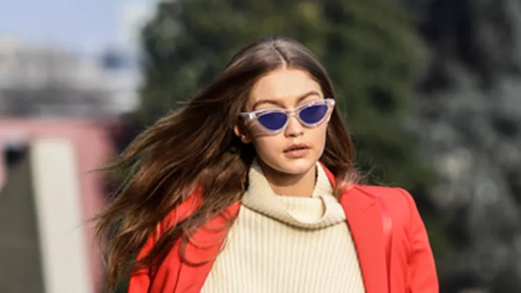 Gigi Hadid Arrives Outside The Versace Fashion Show In Milan