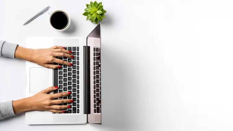 Woman working on laptop