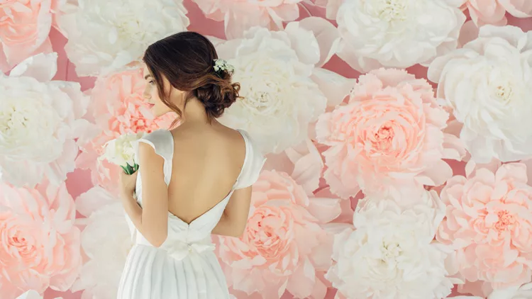 Studio shot of young beautiful bride