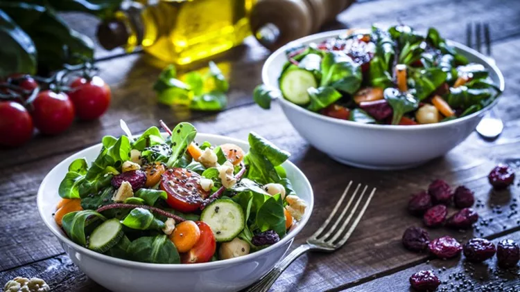 Two fresh salad bowls