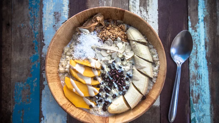 Granola fruit yogurt for breakfast