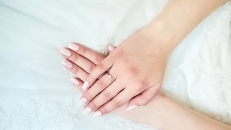 bride hands close up