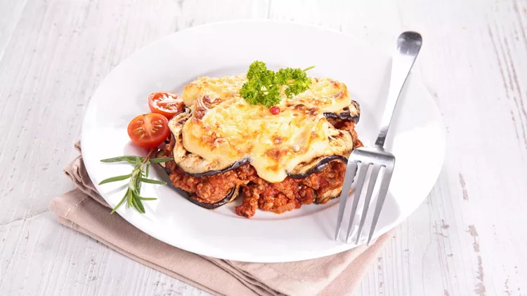 aubergine with beef and cheese