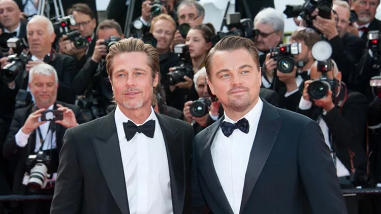 Brad Pitt and Leonardo DiCaprio arriving on the red carpet of 'Once Upon a Time in Hollywood' screening held at the Palais Des Festivals in Cannes, France on May 21, 2019