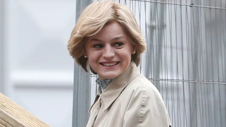 Emma Corrin Filming Scenes As Princess Diana On Set Of The Crown At Lord Mounbatten's Funeral