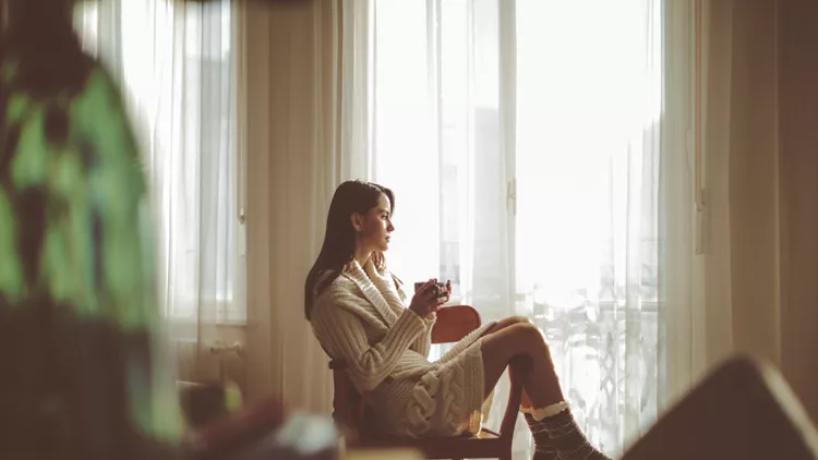 Young woman at home