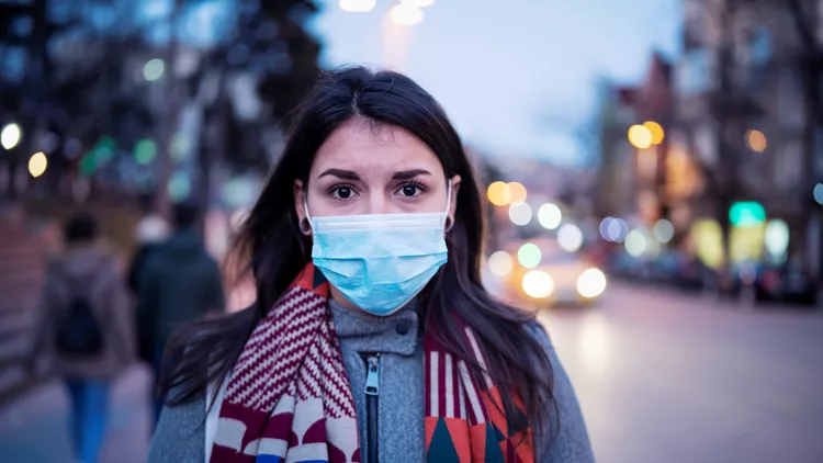 Portrait Of Woman With Face Mask.