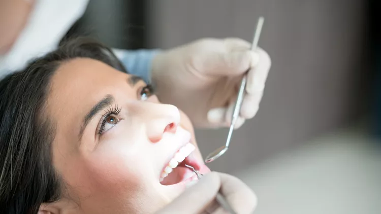 Portrait of a woman at the dentist