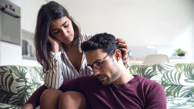 Young couple having fun at home
